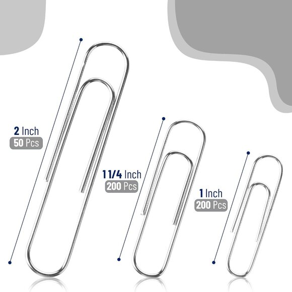 Paper Clips - 450 Pack Assorted Sizes, Silver, Large & Small Paper Clips - Picture 3 of 9